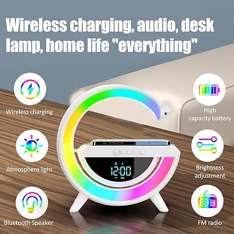 Lamp Speaker with Wireless charger & Alarm Clock
