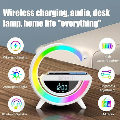 Lamp Speaker with Wireless charger & Alarm Clock