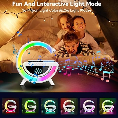 Lamp Speaker with Wireless charger & Alarm Clock